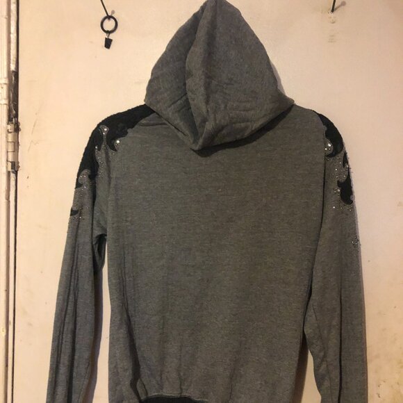 Miss Me Black/ Gray Lace Hoodie - Picture 8 of 8